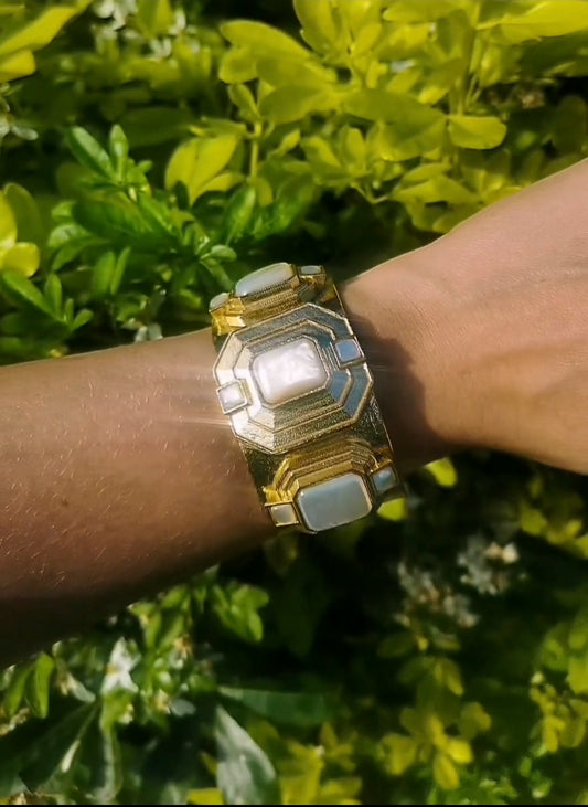 Bracelet ajustable "Bohémian" Dolce vita bohème chic en nacre naturelle